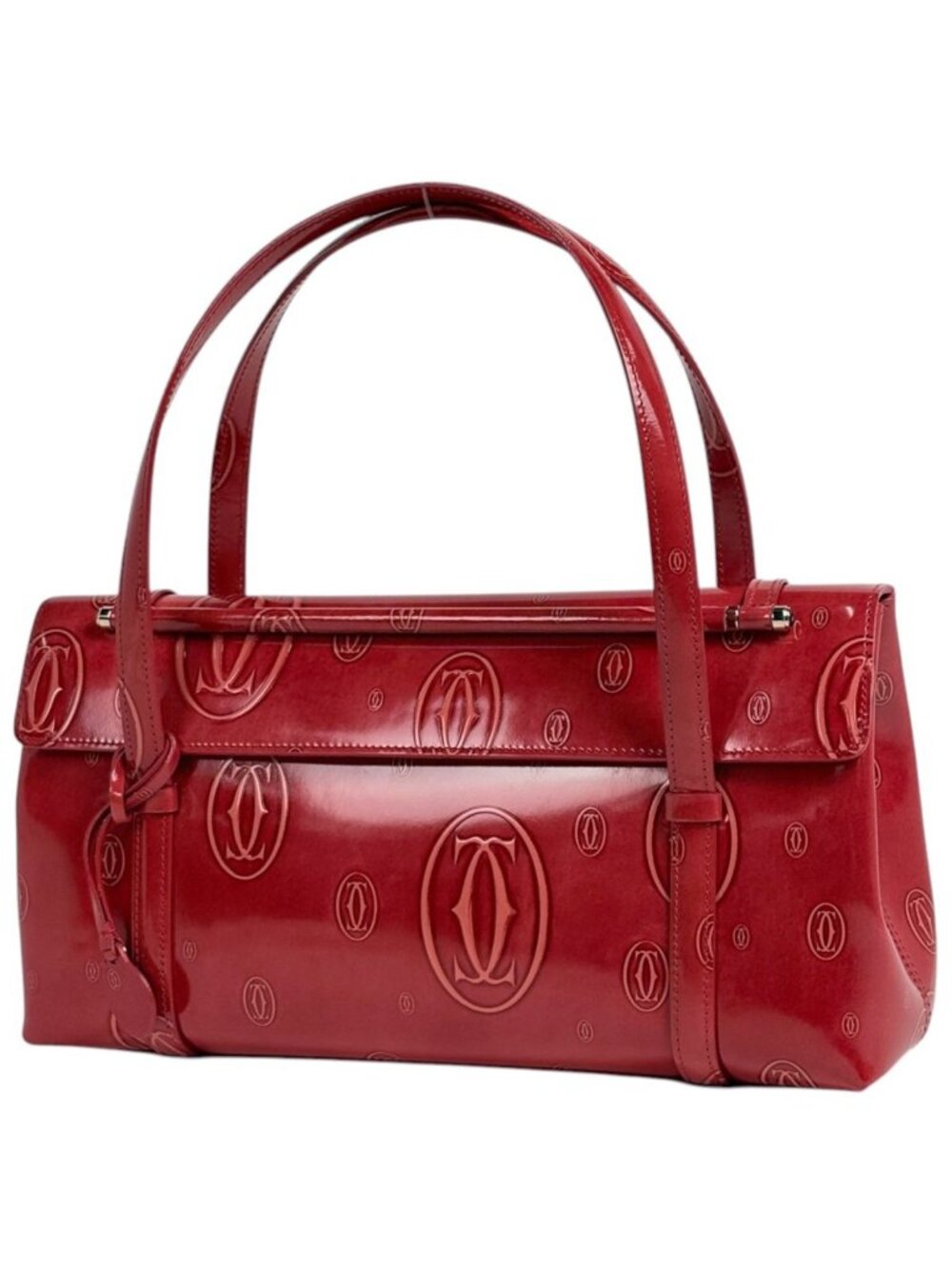 Cartier Handbag Happy Birthday Cabochon Patent Leather Red